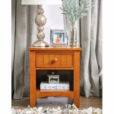 Furnizzeme Omnus Wood Night Stand, Oak Finish In Brown