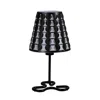 Furnizzeme Plastic Shade Metal Table Lamp With Open Clover Base, Black