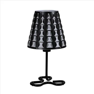 Furnizzeme Plastic Shade Metal Table Lamp With Open Clover Base, Black