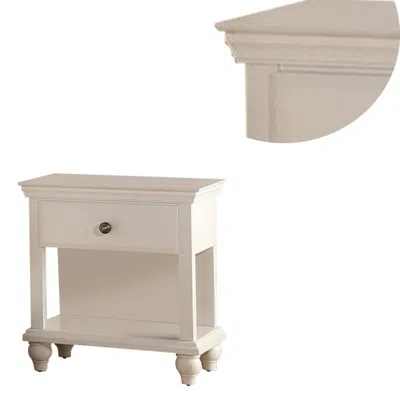 Furnizzeme Poplar Wood Night Stand With Spacious Storage, White In Neutral