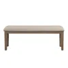 Furnizzeme Rectangular Style Wooden Bench With Fabric Upholstered Seat,brown And Beige