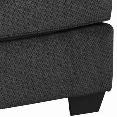 Furnizzeme Rectangular Textured Fabric Upholstered Ottoman, Charcoal Gray