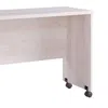 Furnizzeme Rectangular Wooden Desk Return With Casters And Grain Details, White Oak