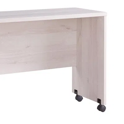 Furnizzeme Rectangular Wooden Desk Return With Casters And Grain Details, White Oak In Neutral