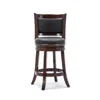 Furnizzeme Round Wooden Swivel Counter Stool With Padded Seat And Back, Dark Brown
