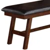 Furnizzeme Rubber Wood Bench With Faux Leather Upholstery Large Brown