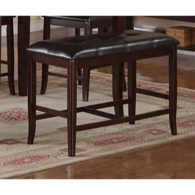 Furnizzeme Rubber Wood High Bench With Tufted Upholstery Brown