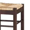Furnizzeme Rush Woven Wooden Frame Counter Stool With Saber Legs, Beige And Dark Brown