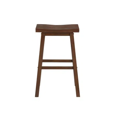 Furnizzeme Saddle Design Wooden Barstool With Grain Details, Brown