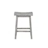 Furnizzeme Saddle Design Wooden Counter Stool With Grain Details, Gray