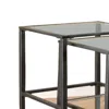 Furnizzeme Set Of 2 Metal Nesting Tables With Glass Top, Black