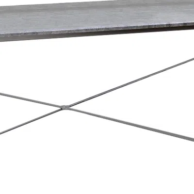Furnizzeme Sled Base Rectangular Table With X Shape Back And Wood Top,gray And Silver