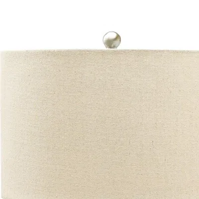 Furnizzeme Speckled Ceramic Base Table Lamp With Drum Shade, Beige In Neutral