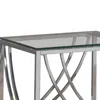 Furnizzeme Tempered Glass Top End Table With Metal Tubular Legs, Chrome And Clear