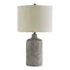 Furnizzeme Textured Ceramic Frame Table Lamp With Fabric Shade, Gray And Off White