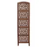Furnizzeme The Urban Port Handmade Foldable 4 Panel Wooden Partition Screen Room Divider, Brown