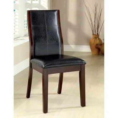Furnizzeme Townsend I Transitional Side Chair, Brown Cherry Finish, Set Of 2 In Black