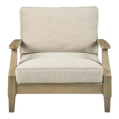 Furnizzeme Traditional Wooden Chair With Fabric Cushioned Seating, Beige And Brown In Neutral