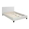 Furnizzeme Transitional Style Leatherette Queen Bed With Padded Headboard, White