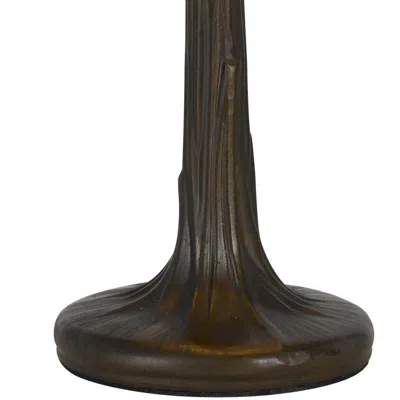 Furnizzeme Tree Like Metal Body Tiffany Table Lamp With Conical Shade,beige And Bronze In Brown