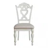 Furnizzeme Victorian Style Writing Desk Chair With Engraved Backrest, Antique White