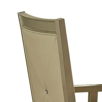 Furnizzeme Wooden Arm Chair With Crystal Tufted Leatherette Backrest, Silver In Green