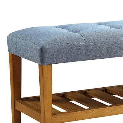 Furnizzeme Wooden Bench, Blue & Oak In Gray