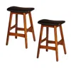 Furnizzeme Wooden Counter Height Stool In Black And Brown Set Of 2