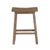 Furnizzeme Wooden Frame Saddle Seat Counter Height Stool With Angled Legs, Brown