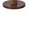 Furnizzeme Wooden Makeup Round Mirror With Pedestal Base, Brown And Silver