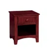 Furnizzeme Wooden Night Stand With One Drawer And Open Shelf In Cherry Brown