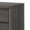 Furnizzeme Wooden Nightstand With 2 Drawers And Chamfered Legs, Gray And Black