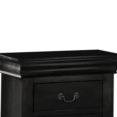 Furnizzeme Wooden Nightstand With Two Drawers, Black