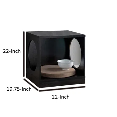 Furnizzeme Wooden Pet End Table With Flat Base And Cutout Design On Sides, Black