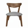 Furnizzeme Wooden Plectrum Shape Padded Seat Dining Chair, Set Of 2, Brown And Gray