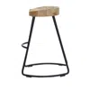 Furnizzeme Wooden Saddle Seat Barstool With Metal Legs, Large, Brown And Black