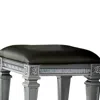 Furnizzeme Wooden Vanity Stool Wit Leatherette Seat And Faux Crystal Accents, Gray