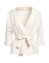 FURORE FURORE WOMAN JACKET IVORY SIZE 8 VISCOSE, POLYESTER, ELASTANE