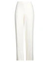 Furore Woman Pants Ivory Size 10 Viscose, Polyester, Elastane In White