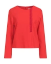 FURORE FURORE WOMAN TOP RED SIZE 10 POLYESTER, VISCOSE, ELASTANE