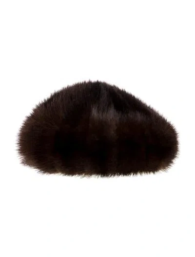 Pre-owned Fur Ry Beret In Brown