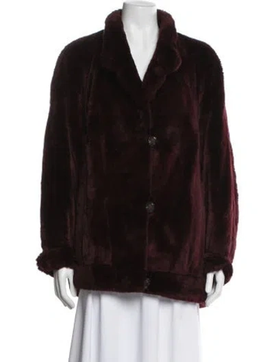 Pre-owned Furs By Mannis Mink Faux Fur Jacket In Burgundy