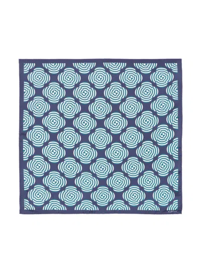 Fursac Abstract-pattern Print Pocket Square In Blue