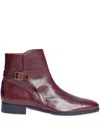 Fursac Ankle-strap Leather Boots In Burgundy