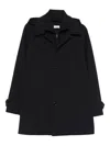 Fursac Button Hooded Parka In Black
