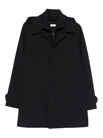 Fursac Button Hooded Parka In Black