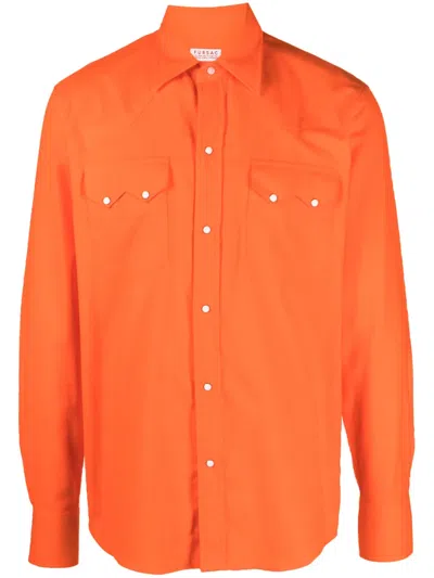 Fursac Button-up Cotton Shirt In Jaunes_oranges