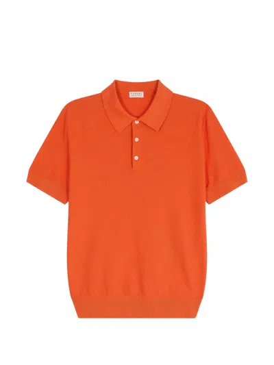 Fursac Button-up Polo Shirt In Orange