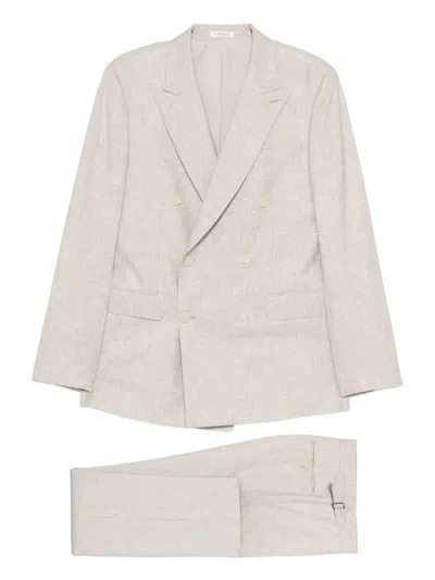 Fursac Buttoned Double-breasted Suit In Neutral