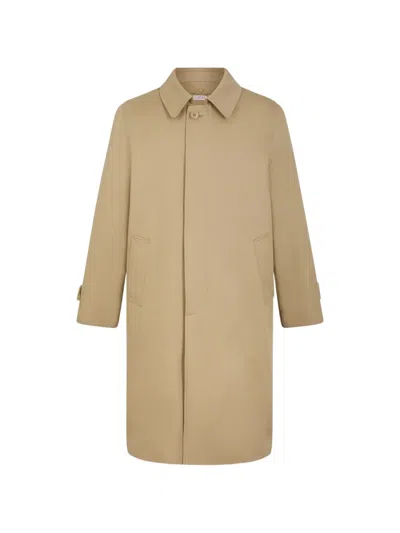 Fursac Button-fastening Trench Coat In Neutral